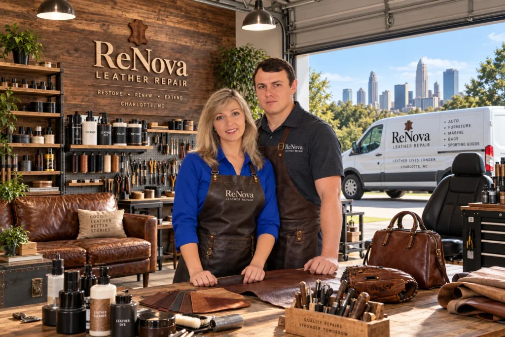 Alex and Alexandra owners of Renova Leather Repair